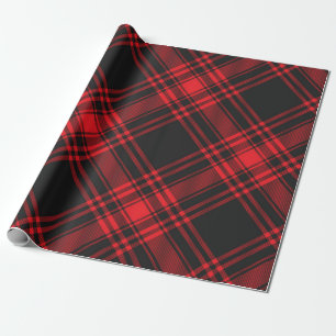 Tartan Klan Stewart Play Black Red Check Mönster Presentpapper