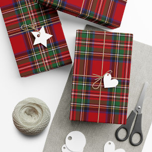 Tartan Klan Stewart Play Black Red Rustic Presentpapper