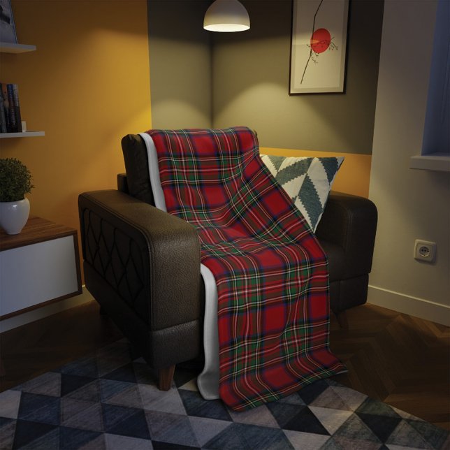 Tartan Klan Stewart Pput Red Grönt Check Mönster Fleecefilt (Skapare uppladdad)