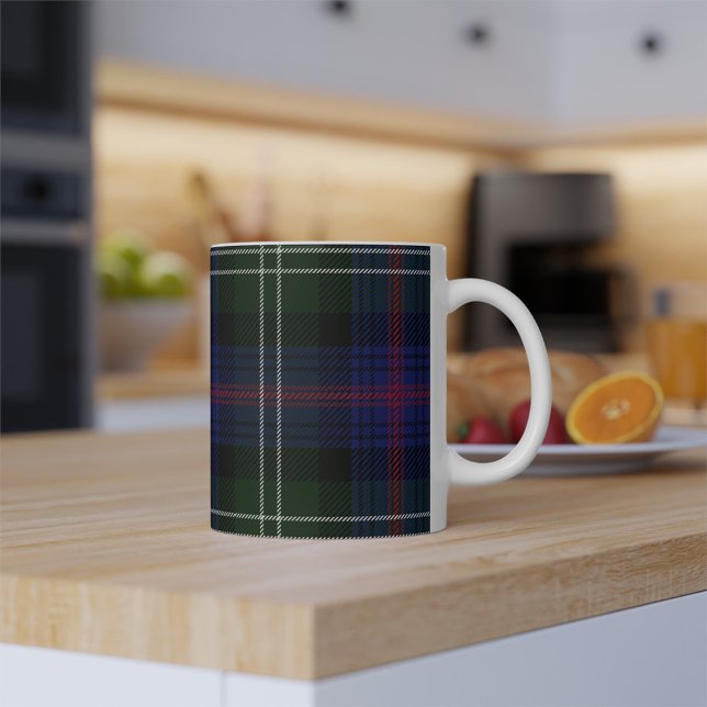 Tartan Klan Sutherland P Grönt Black Check Kaffemugg (Skapare uppladdad)