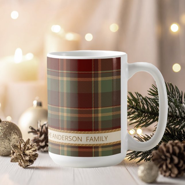 Tartan Merry Christmas Gold Frame ID1141A Kaffemugg (Skapare uppladdad)