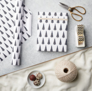 Tartan Mode Julgran Mönster Blue Presentpapper