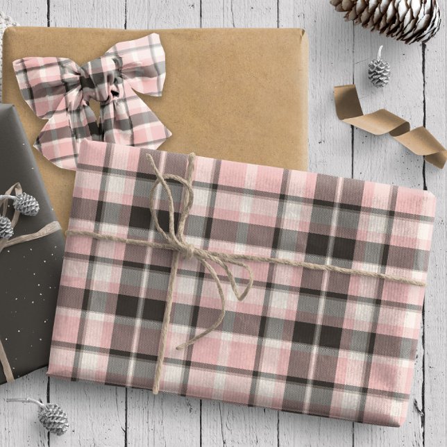 Tartan Mönster10 Rosa och Grått-ID210 Presentpapper (Skapare uppladdad)