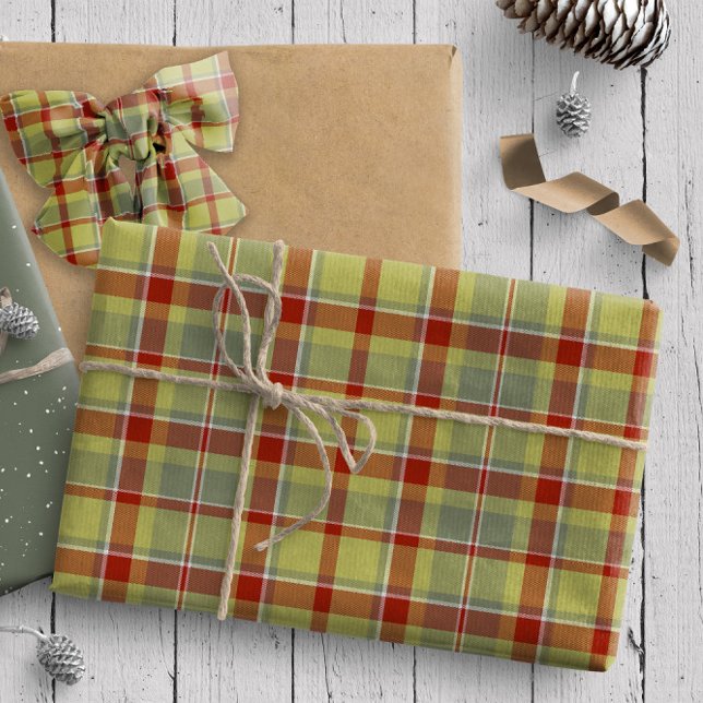 Tartan Mönster7 Oliv grönt och röd ID210 Presentpapper (Skapare uppladdad)