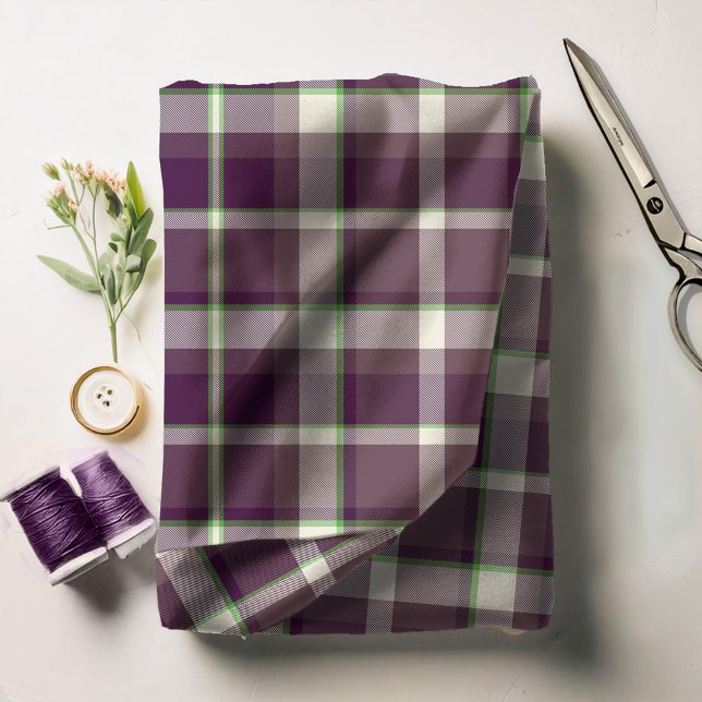 Tartan Mönster Eggplant och Grönt ID210 Tyg (Skapare uppladdad)