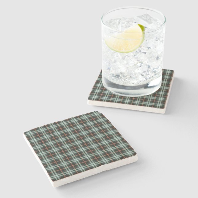 Tartan Mönster Fabric Marble Stone Underlägg (Sidan)