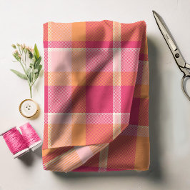Tartan Mönster Orange och Rosa ID210 Tyg
