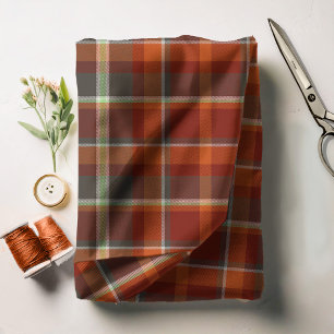 Tartan Mönster Paprika och Slate ID210 Tyg