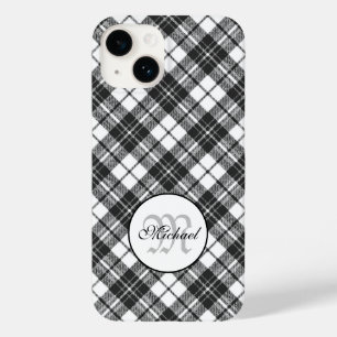 Tartan mönster, svart, vit Monogram