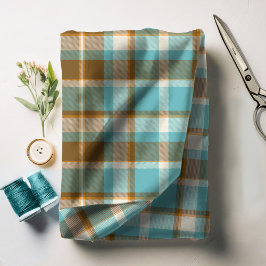 Tartan Mönster Turquise och Guld ID210 Tyg