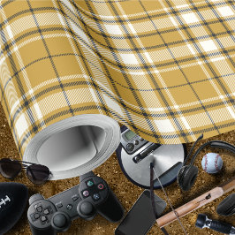 Tartan - Mustard Guld Ivory och Graphite Presentpapper