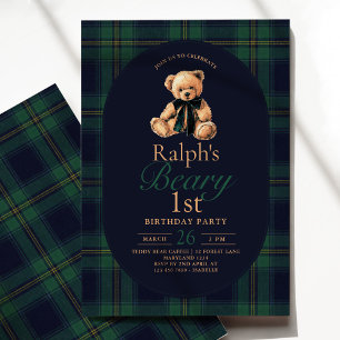 Tartan Nallebjörn 1-årsdag Inbjudningar