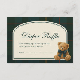 Tartan Nallebjörn Baby Shower Blöja Lotteri Tilläggskort