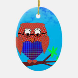 Tartan och Hearts Uggla Julgransprydnad Keramik