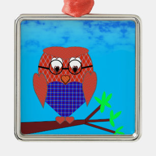 Tartan och Hearts Uggla Julgransprydnad Metall