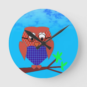Tartan och Hearts Uggla Rund Klocka