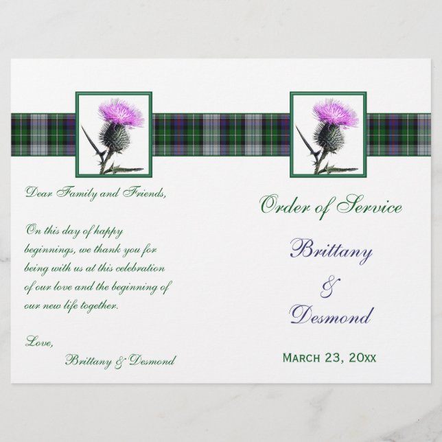 Tartan och Thistle Order of Service Linen Cover (Framsida)