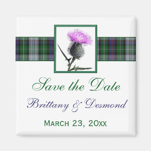 Tartan- och Thistlebröllop spara datummagnet Magnet