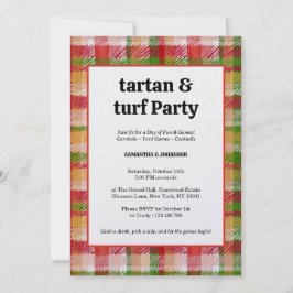 Tartan och Turf Utomhus Gräsmattespel Fest Inbjudningar