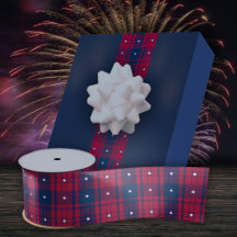 Tartan - Patriotic - Red Blue White Stars