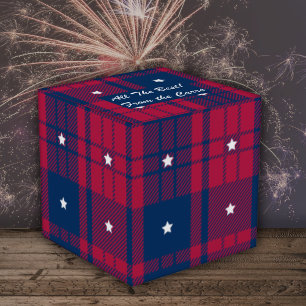 Tartan - Patriotic - Red Blue White Stars Classic Presentaskar