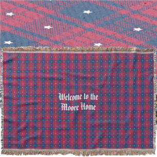 Tartan - Patriotic - Red Blue White Stars Filt