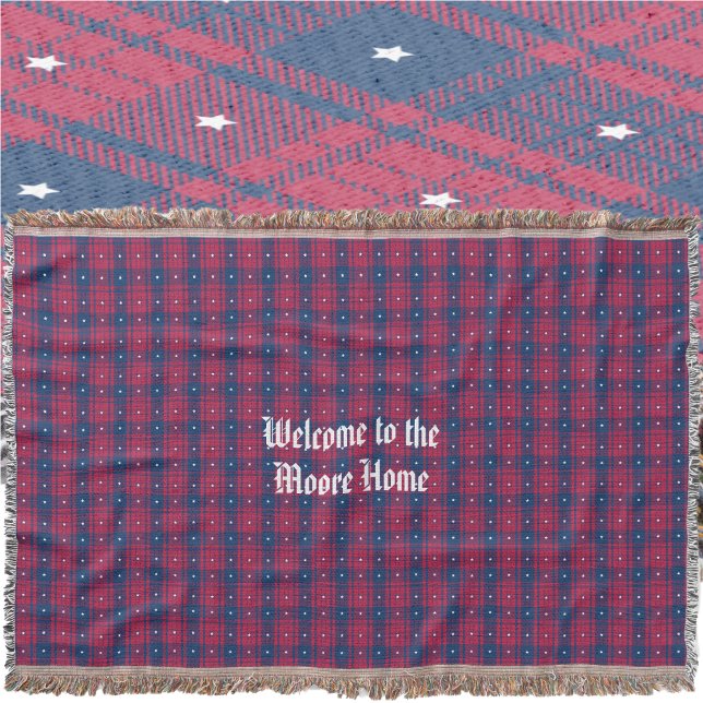 Tartan - Patriotic - Red Blue White Stars Filt (Tartan - Patriotic - Red Blue White Stars Throw Blanket by Leapfroglisics Shop)