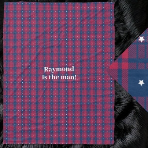 Tartan - Patriotic - Red Blue White Stars Fleecefilt