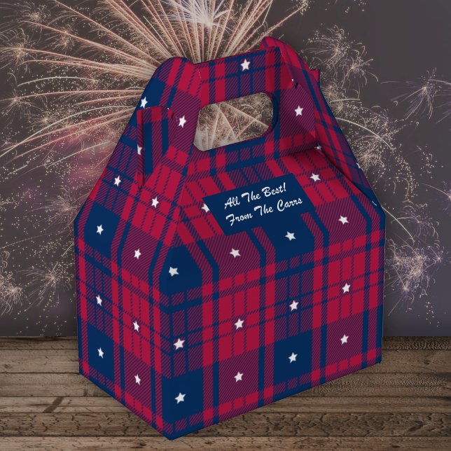 Tartan - Patriotic - Red Blue White Stars - Gable Presentaskar (Skapare uppladdad)