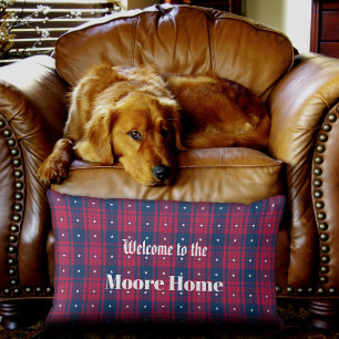 Tartan - Patriotic - Red Blue White Stars Lumbarkudde