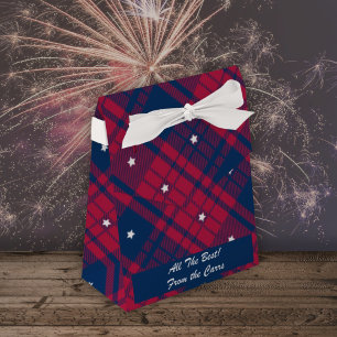 Tartan - Patriotic - Red Blue White Stars - Tält Presentaskar