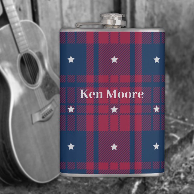 Tartan - Patriotic - Red Blue White Stars Vinyl Fickplunta (Skapare uppladdad)