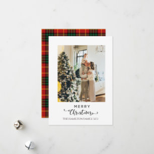 Tartan Photo god jul Script Red Play Julkort