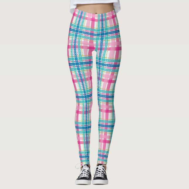 Tartan plädmönster leggings (Framsida)
