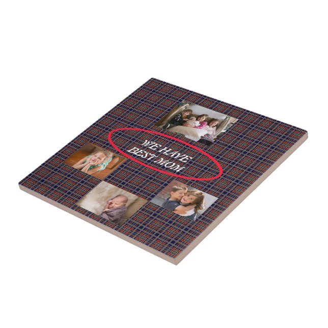 Tartan Plaid Best Mom Freestyle-skrift Kakelplatta (Sidan)