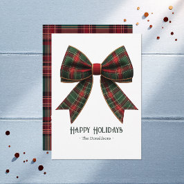 Tartan Plaid Bow Familjefoto God Jul Julkort