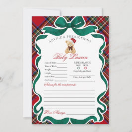 Tartan Plaid Christmas Bear Advice for Baby Card Inbjudningar