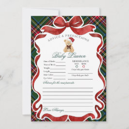 Tartan Plaid Christmas Bear Advice for Baby Card Inbjudningar