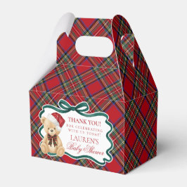 Tartan Plaid Christmas Bear Baby Shower Favor Box Presentaskar