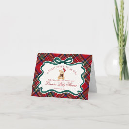 Tartan Plaid Christmas Bear Baby Thank You Card  Tack Kort