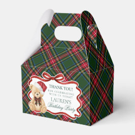 Tartan Plaid Christmas Bear Birthday Favor Box Presentaskar