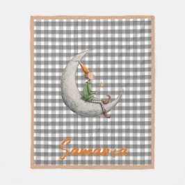 Tartan plaid christmas elf grey white name fleecefilt