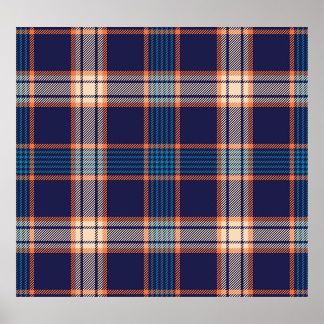 Tartan plaid, färglös marin struktur. poster (Framsidan)