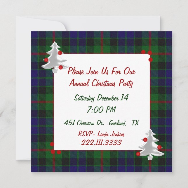 Tartan Plaid Julfest Invitation Inbjudningar (Framsida)