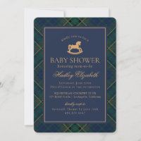Tartan Plaid Klassisk Gunghäst Baby Shower