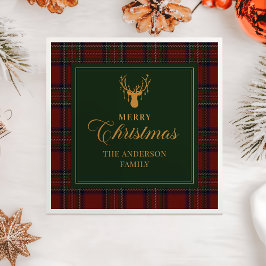 Tartan Plaid Merry Christmas Family Napkins Pappersservett