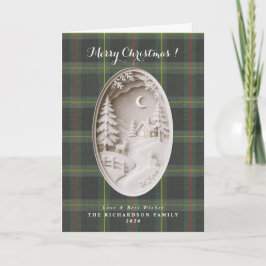 Tartan plaid Modern 3D papperklipp jul Kort