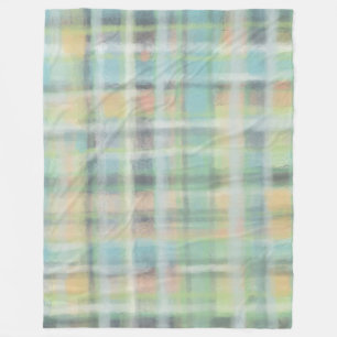 Tartan plaid modern pastel gult blue grått grönt fleecefilt