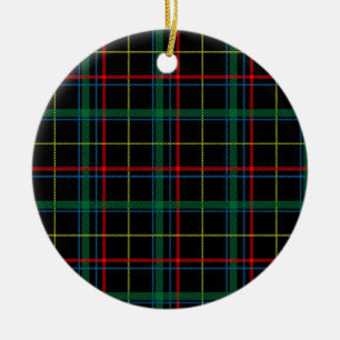 Tartan plaid mönster, grönt och rött. julgransprydnad keramik