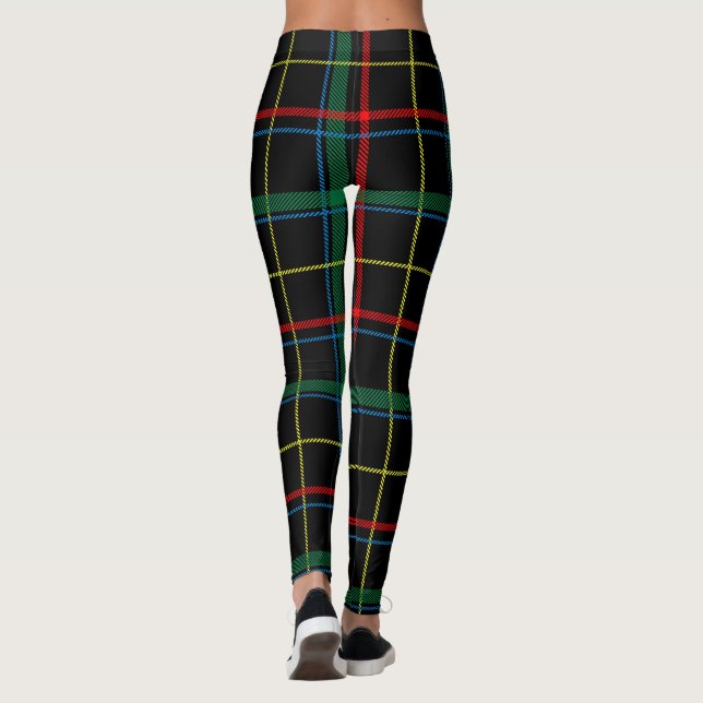 Tartan plaid mönster, grönt och rött. leggings (Baksida)